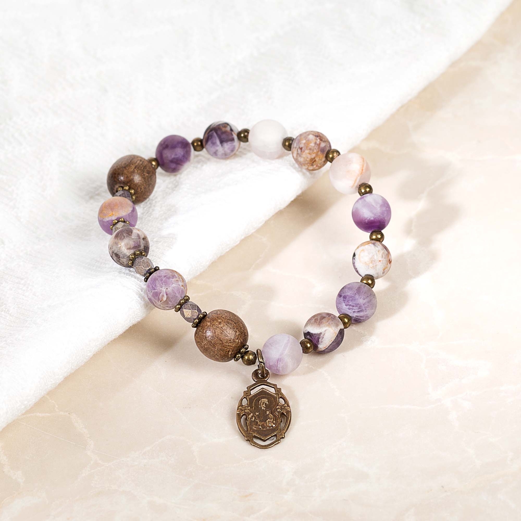 St. Joseph Rosary Bracelet with Medal - Image 2