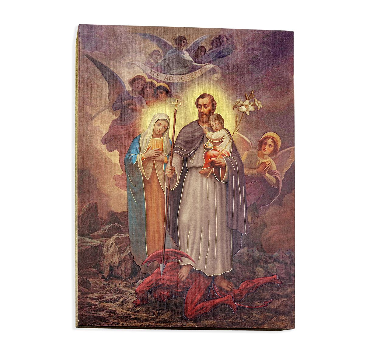 St. Joseph "Terror of Demons" Textured Wood Plaque