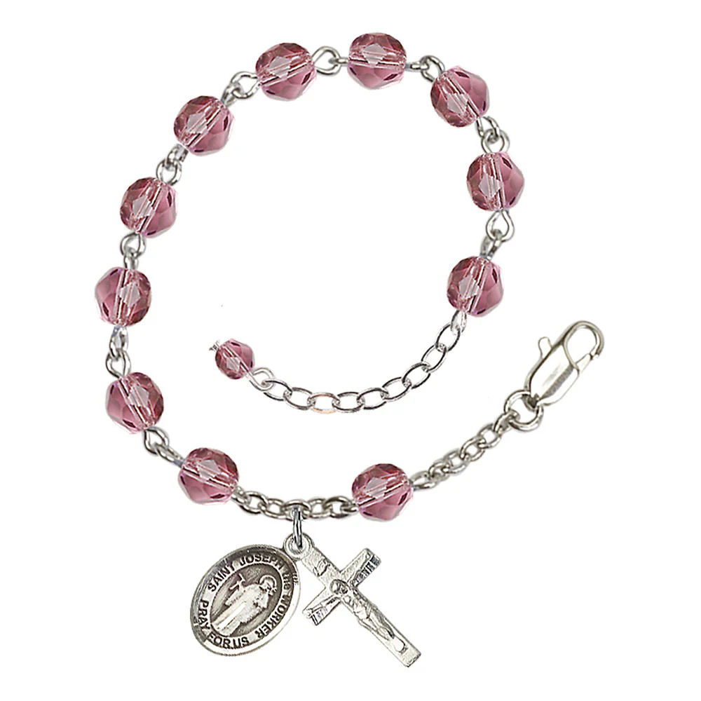 St. Joseph The Worker Crystal Birthstone Rosary Bracelet - Multiple Birthstones