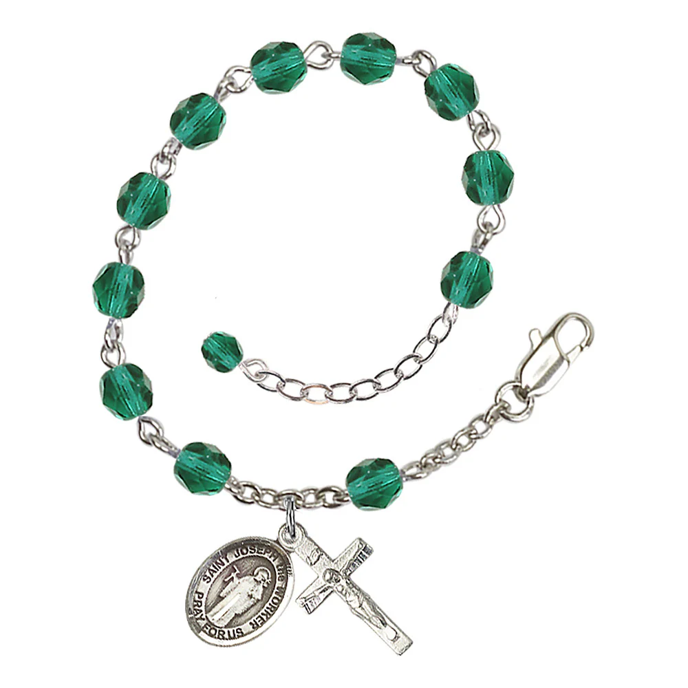 St. Joseph The Worker Crystal Birthstone Rosary Bracelet - Multiple Birthstones - Image 10