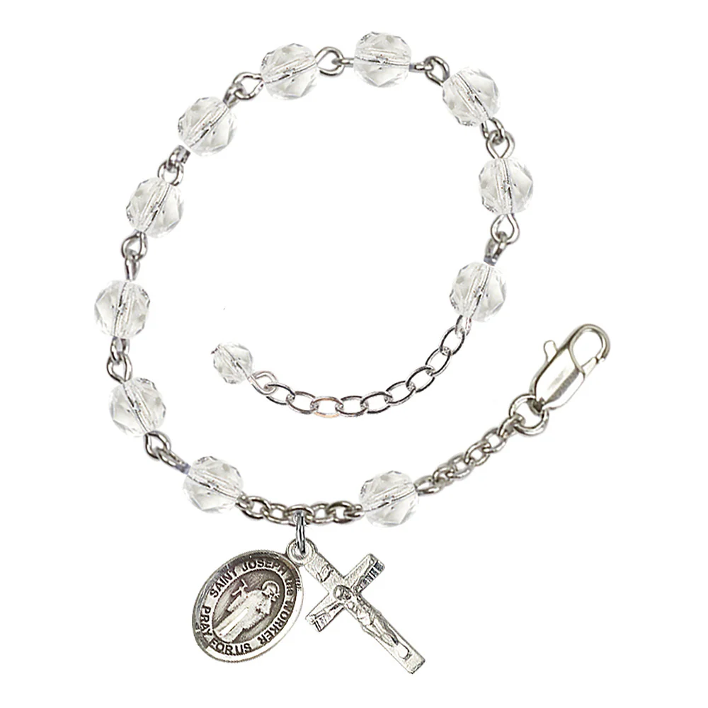 St. Joseph The Worker Crystal Birthstone Rosary Bracelet - Multiple Birthstones - Image 3