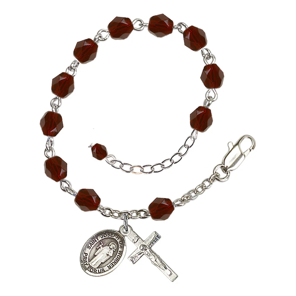 St. Joseph The Worker Crystal Birthstone Rosary Bracelet - Multiple Birthstones - Image 4