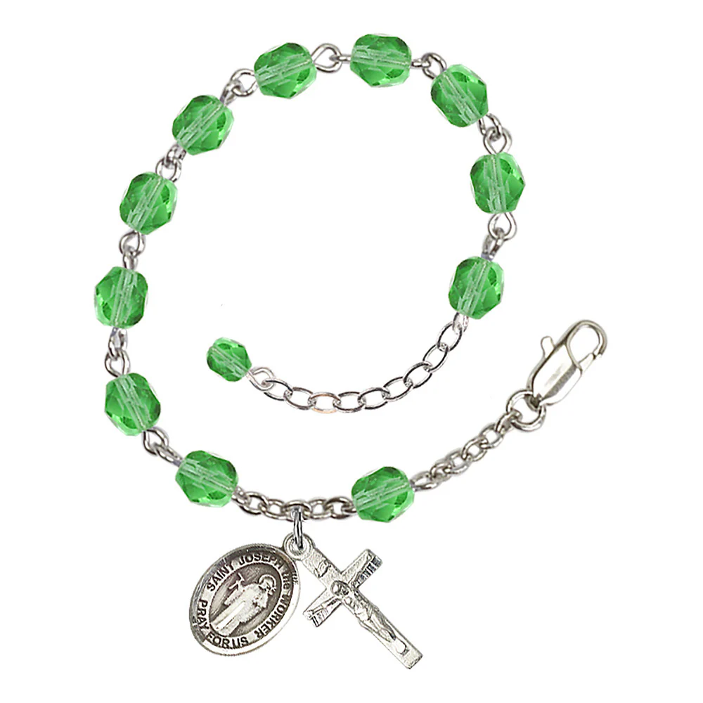 St. Joseph The Worker Crystal Birthstone Rosary Bracelet - Multiple Birthstones - Image 6