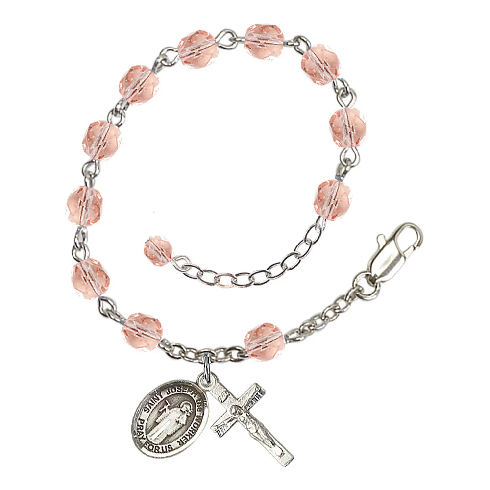 St. Joseph The Worker Crystal Birthstone Rosary Bracelet - Multiple Birthstones - Image 7