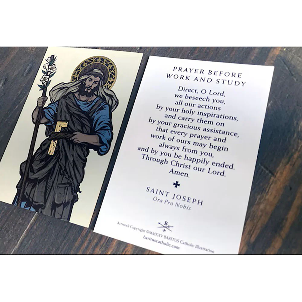 St. Joseph the Worker Gold Foil Prayer Card - Image 2