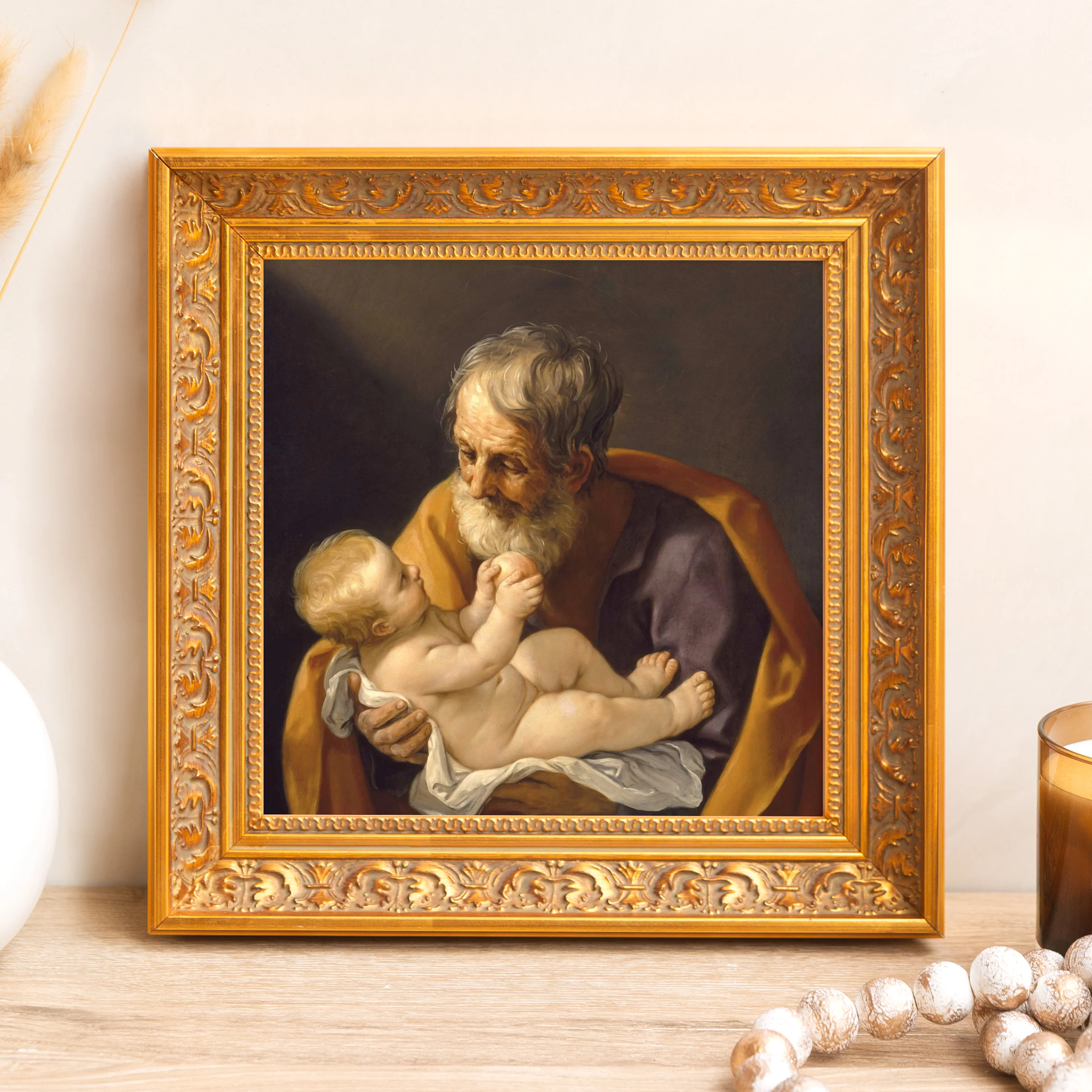 St. Joseph with the Infant Jesus Framed Canvas - Sacred Mini Collection