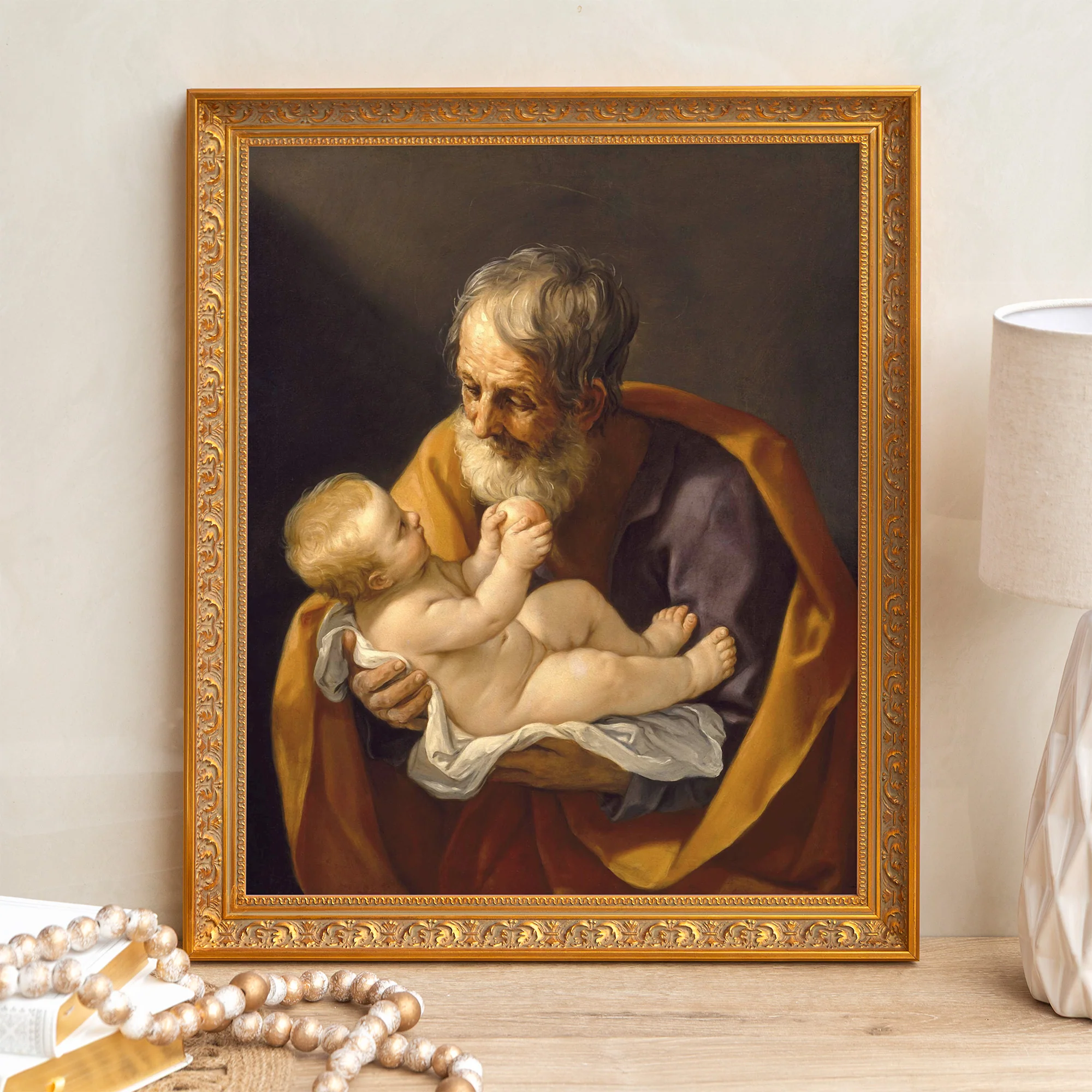 St. Joseph with the Infant Jesus Framed Canvas - Sacred Signature Collection