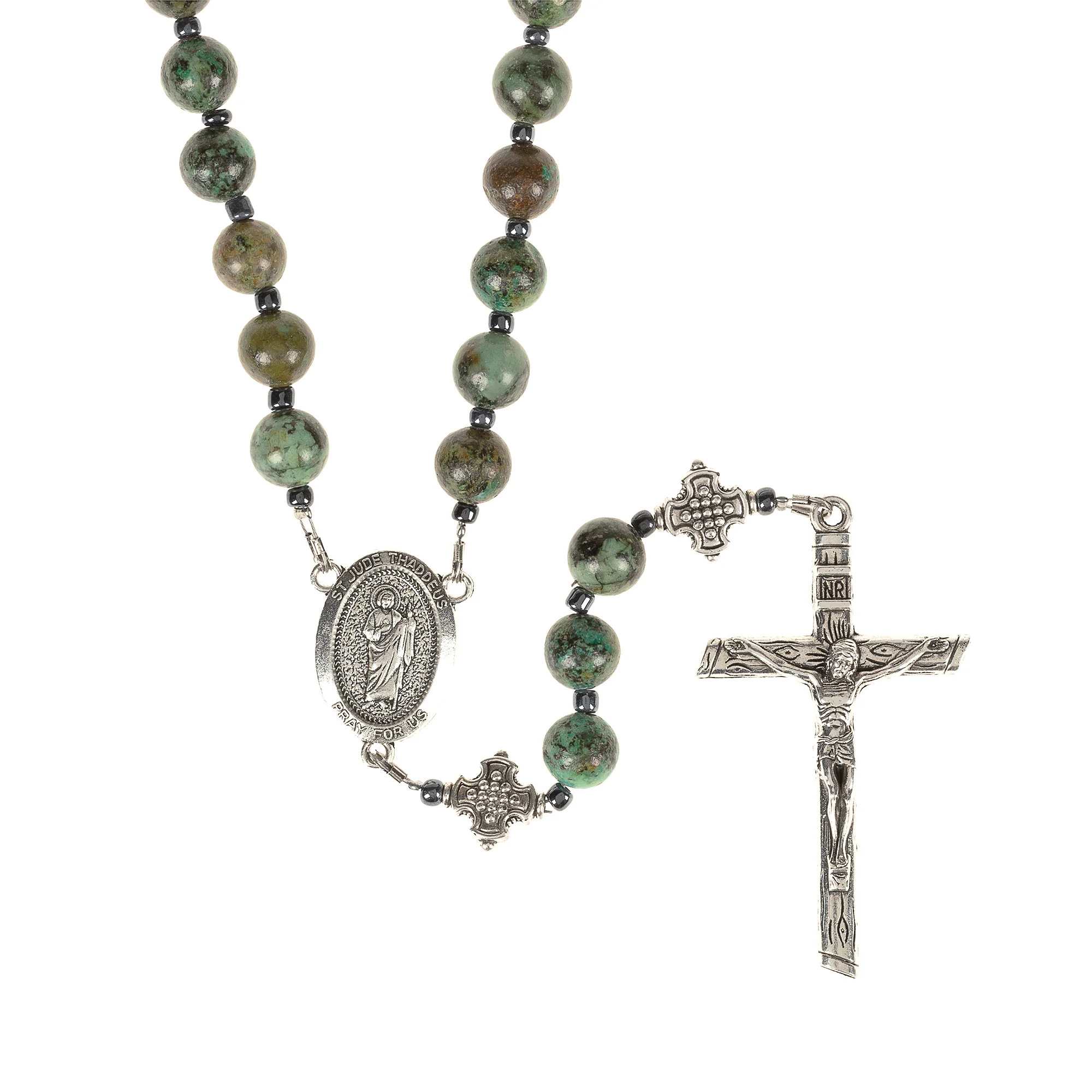 St. Jude African Pine Agate Rosary - Image 2