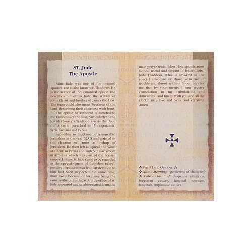 St. Jude - Mini Lives of the Saints Folded Prayer Card - Image 2