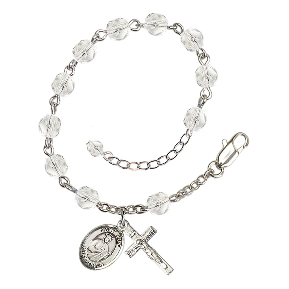 St. Jude Thaddeus Crystal Birthstone Rosary Bracelet - Multiple Birthstones