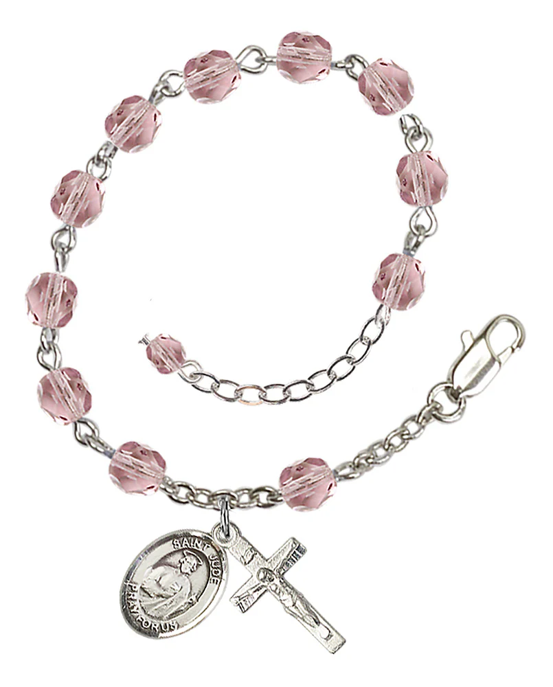 St. Jude Thaddeus Crystal Birthstone Rosary Bracelet - Multiple Birthstones - Image 7