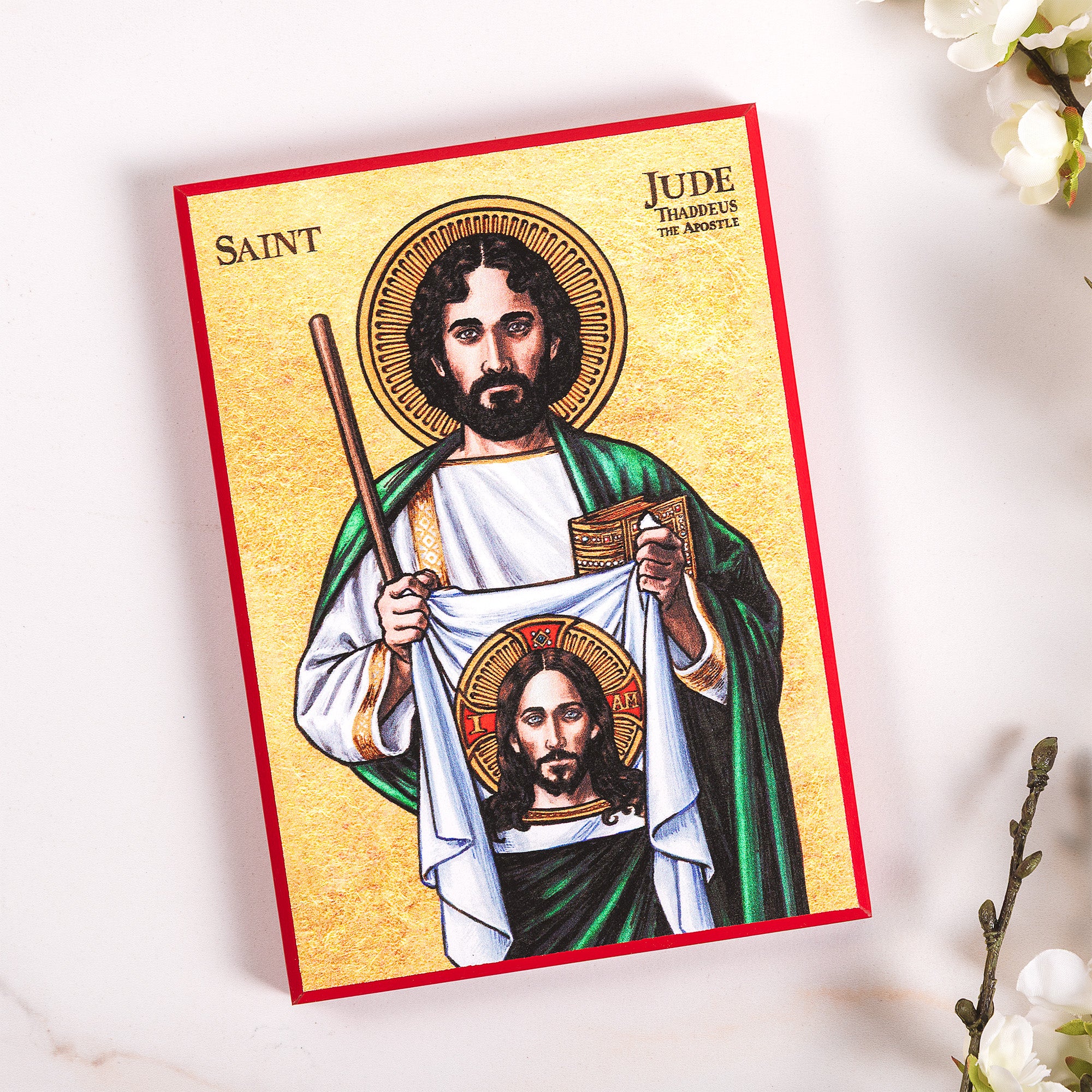 St. Jude Thaddeus Modern Icon Plaque - 5" x 7" - Image 2
