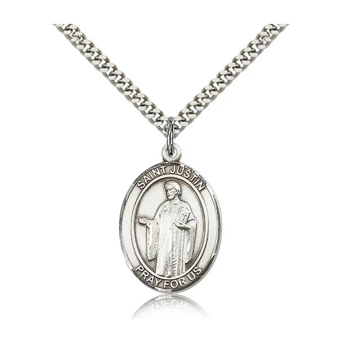 St. Justin Pendant with Chain, Bliss, Sterling Silver