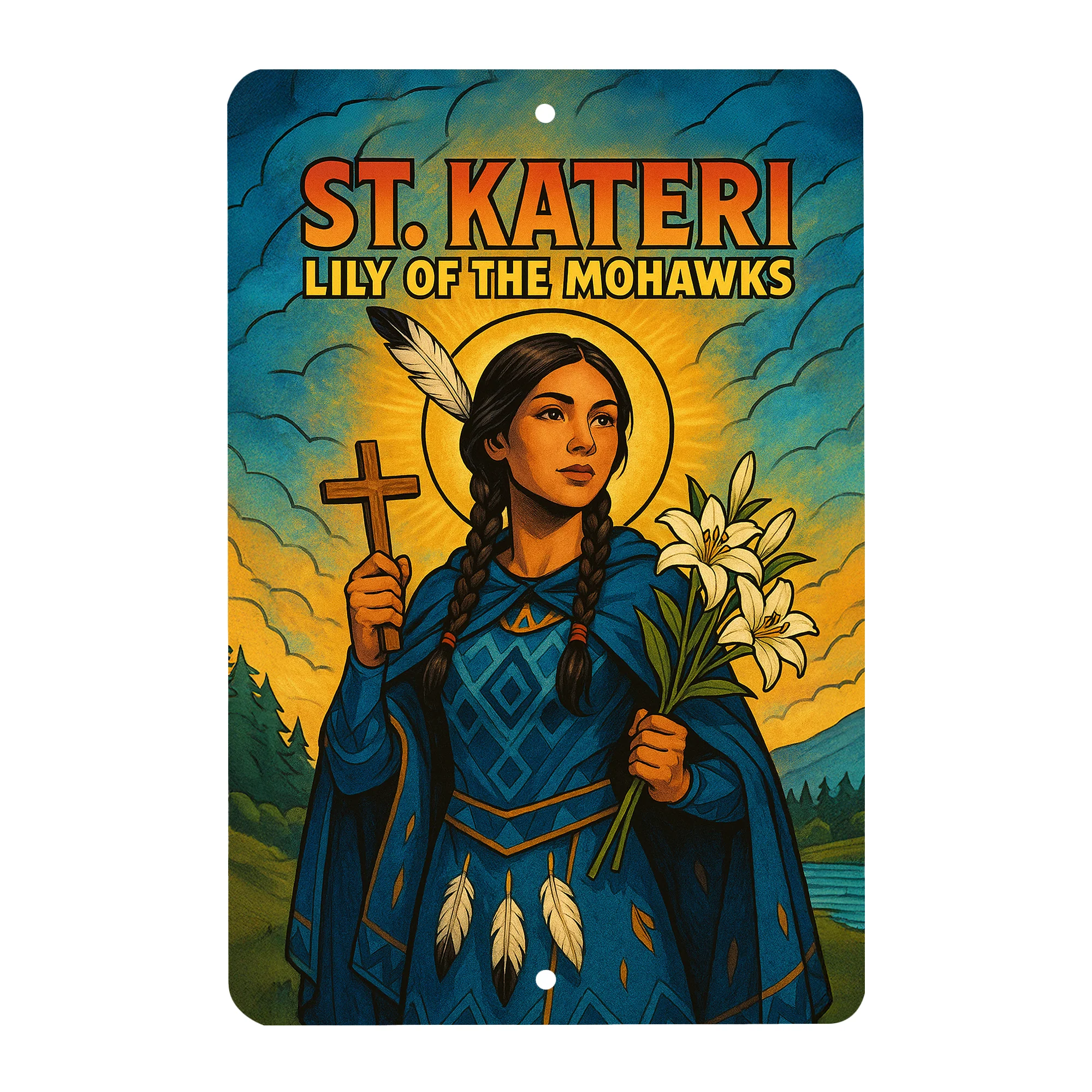 St. Kateri Superhero Tin Sign - Image 2