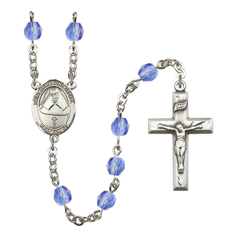 St. Katharine Drexel Blue September Rosary 6mm