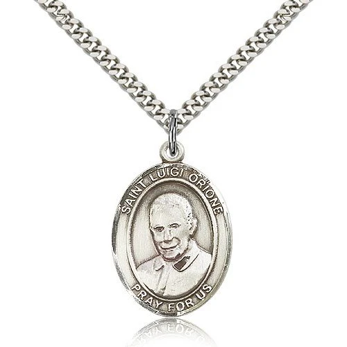 St. Luigi Orione Pendant with Chain, Bliss, Sterling Silver