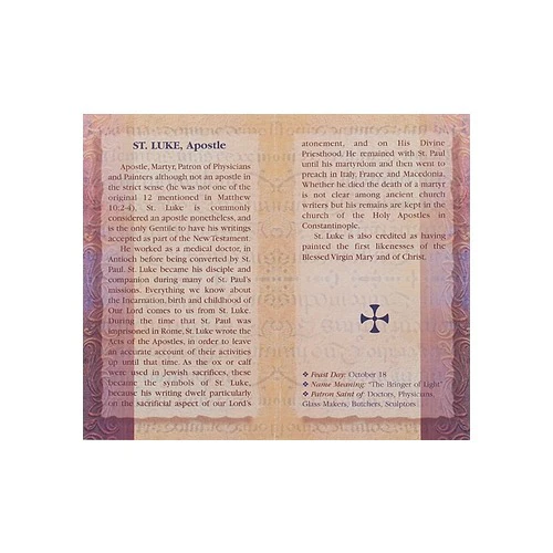 St. Luke - Mini Lives of the Saints Folded Prayer Card - Image 2