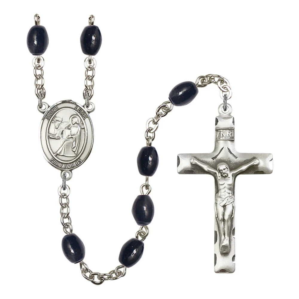 St. Luke The Apostle 8X6mm Black Onyx Rosary