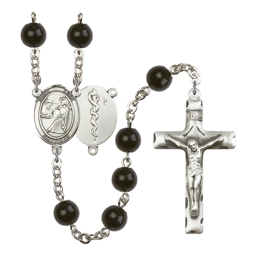 St. Luke The Apostle / Doctor 7mm Black Onyx Rosary