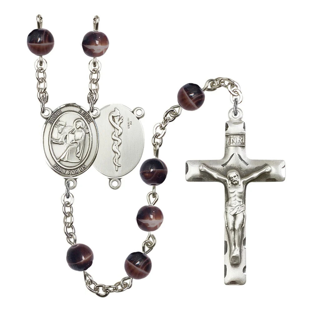 St. Luke The Apostle / Doctor 7mm Brown Rosary