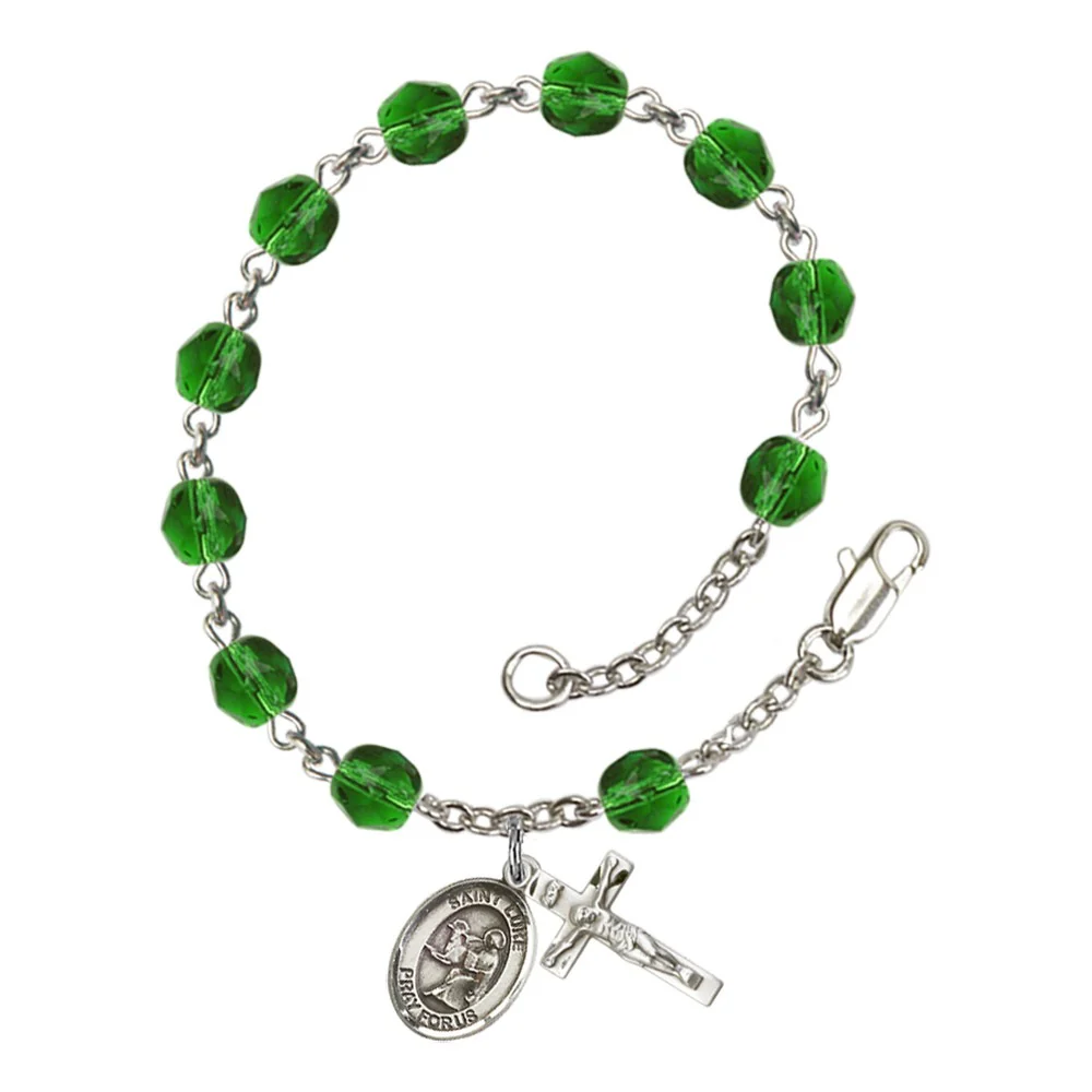 St. Luke The Apostle Green May Rosary Bracelet 6mm
