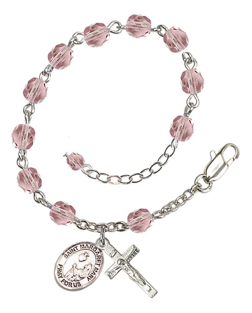 St. Margaret Mary Alacoque 6mm light purple June Rosary Bracelet