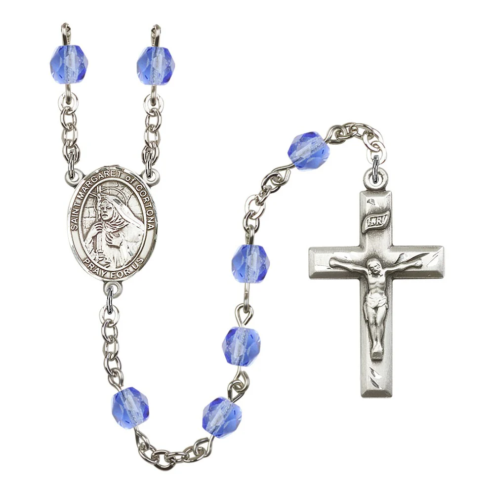 St. Margaret Of Cortona Blue September Rosary 6mm