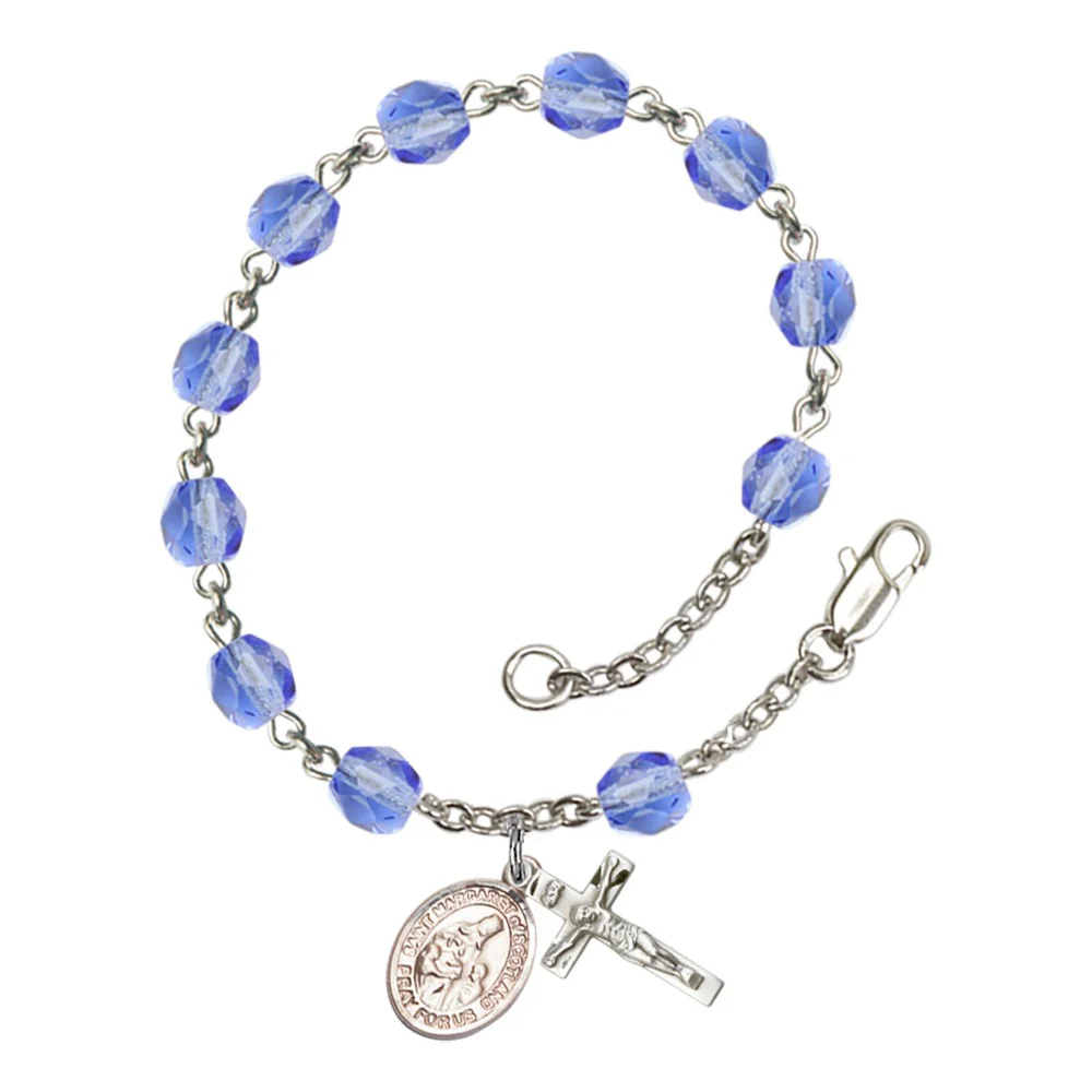 St. Margaret Of Scotland Blue September Rosary Bracelet 6mm