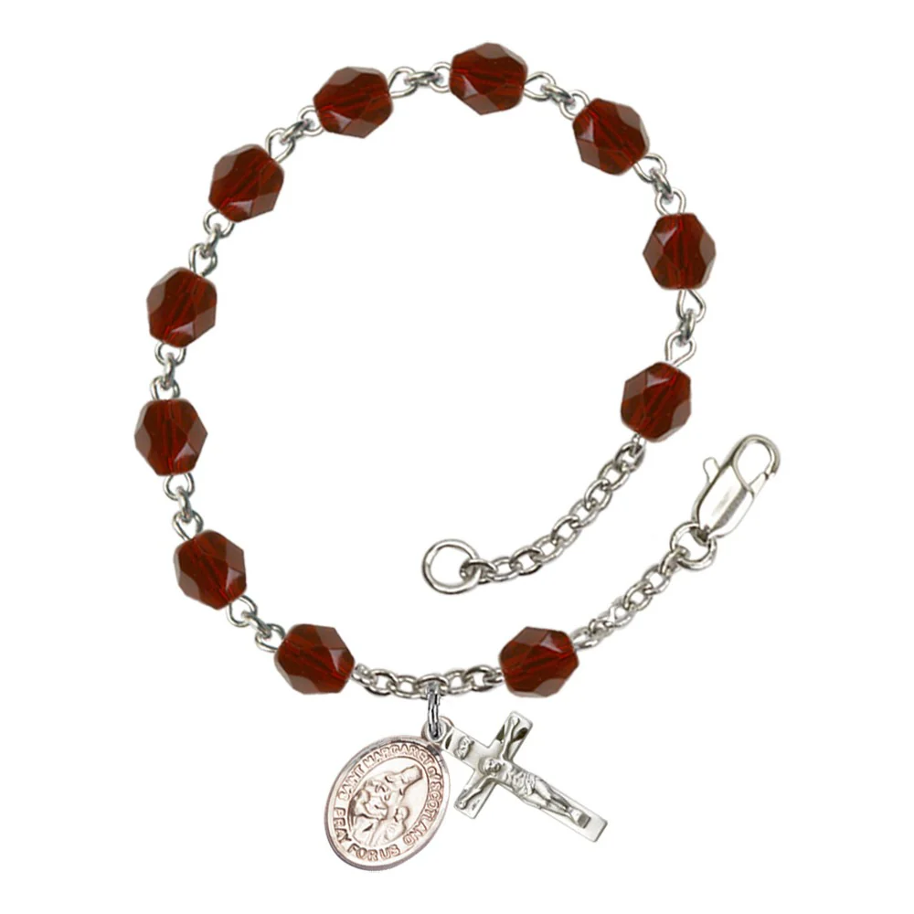 St. Margaret Of Scotland Red January Rosary Bracelet 6mm