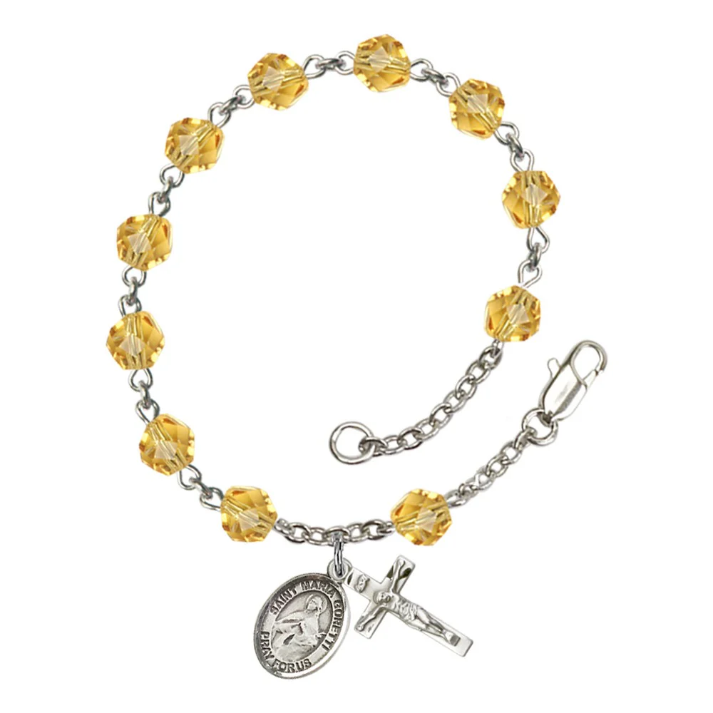 St. Maria Goretti Crystal Birthstone Rosary Bracelet - Multiple Birthstones - Image 12
