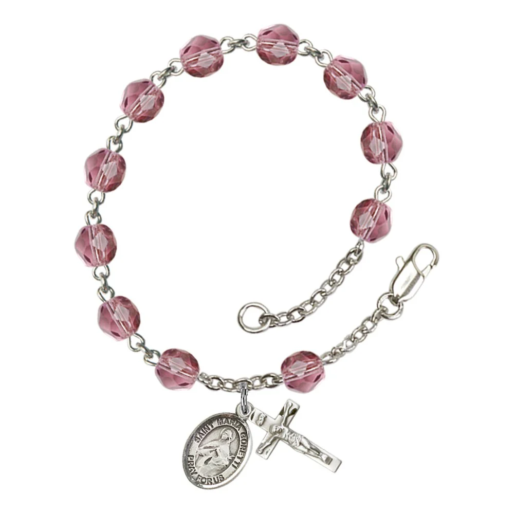 St. Maria Goretti Crystal Birthstone Rosary Bracelet - Multiple Birthstones - Image 4
