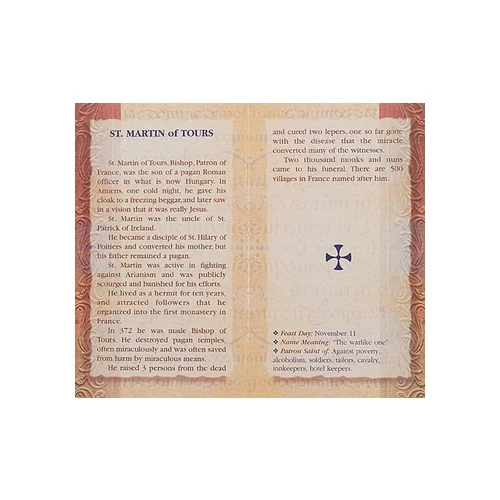 St. Martin of Tours - Mini Lives of the Saints Folded Prayer Card - Image 2
