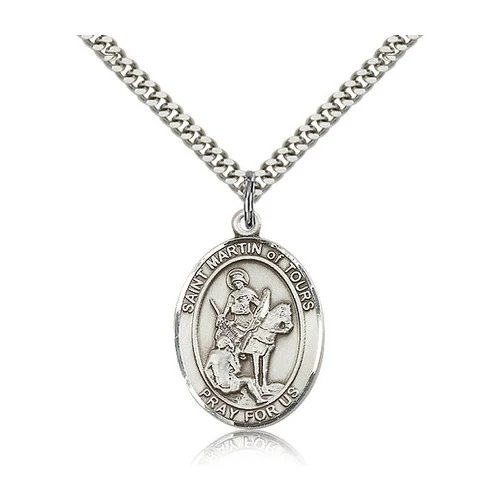 St. Martin of Tours Pendant with Chain, Bliss, Sterling Silver