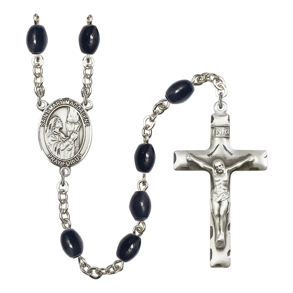 St. Mary Magdalene 8X6mm Black Onyx Rosary