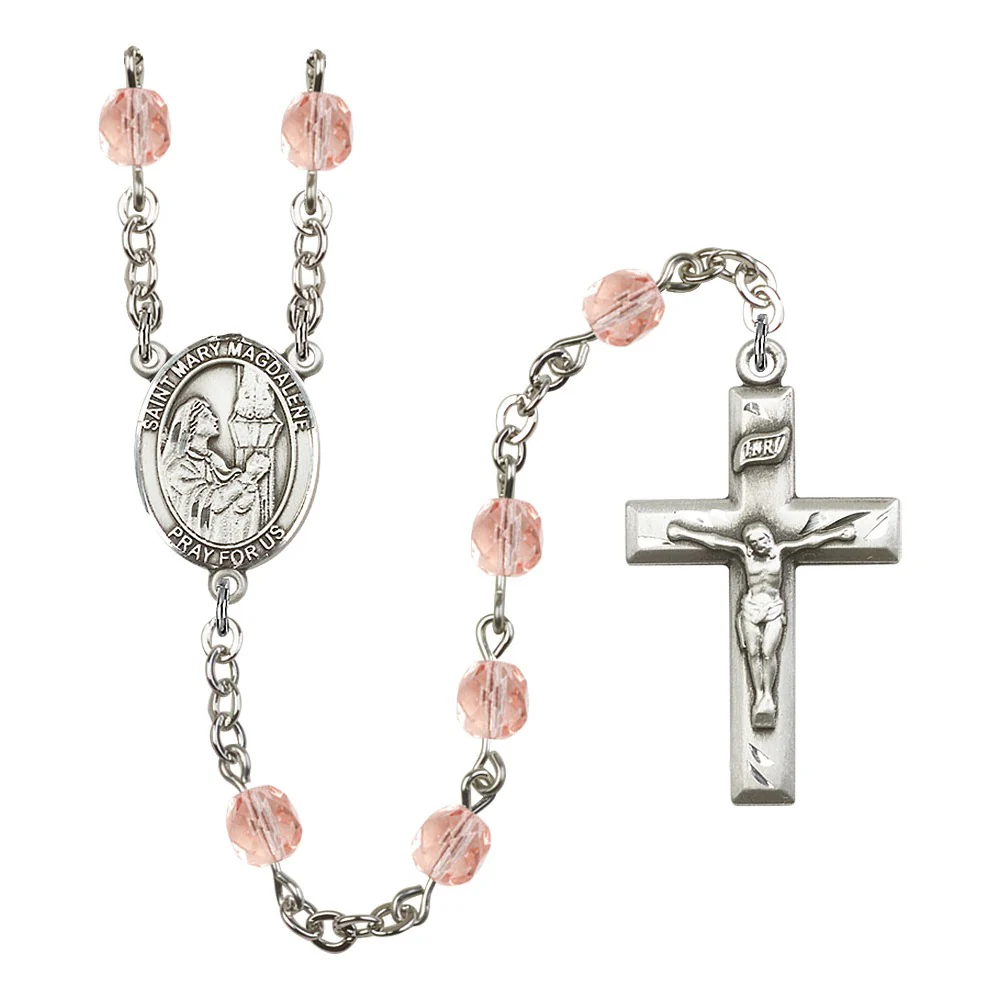 St. Mary Magdalene Pink October Rosary 6mm