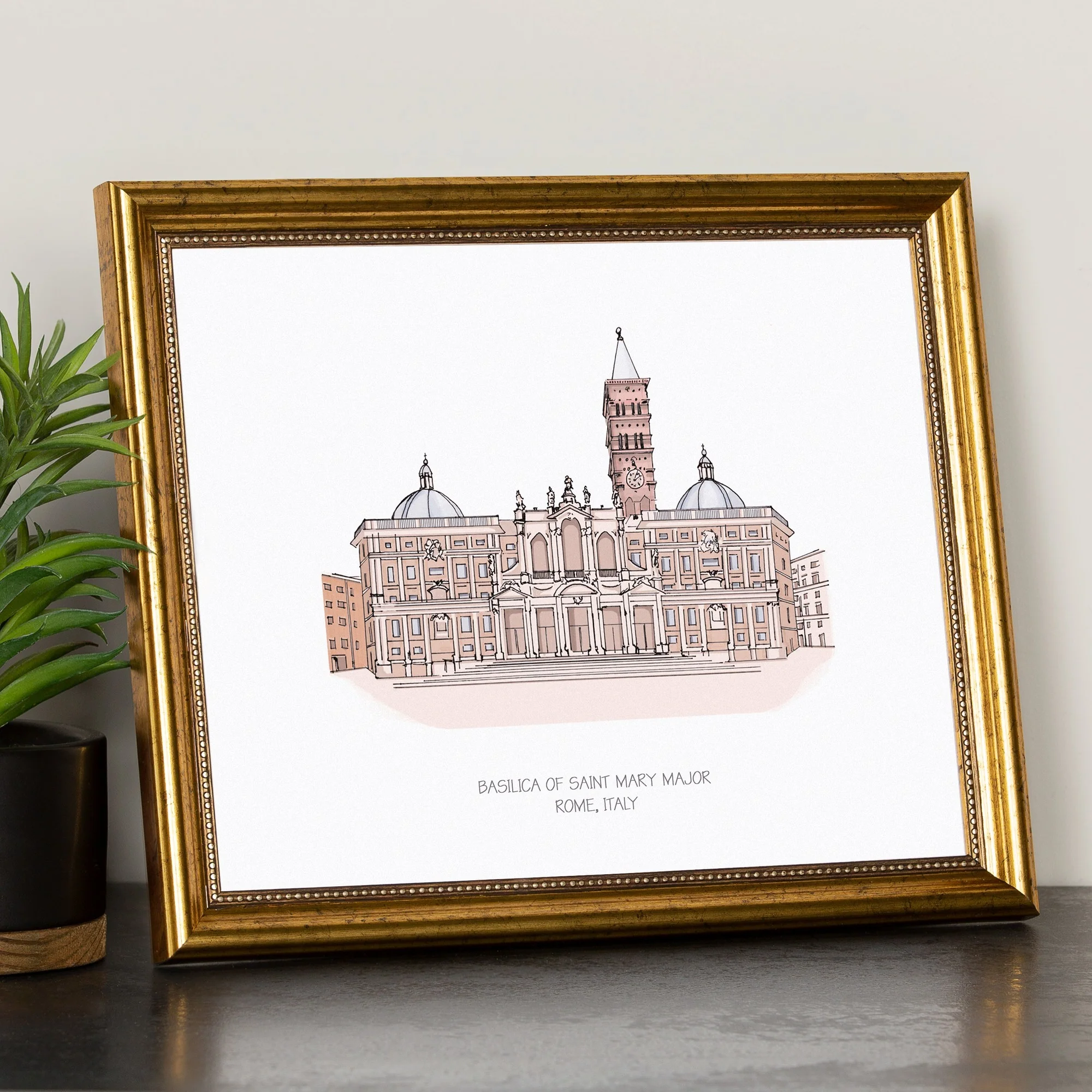 St. Mary Major Basilica Gold Framed Art - 8x10"