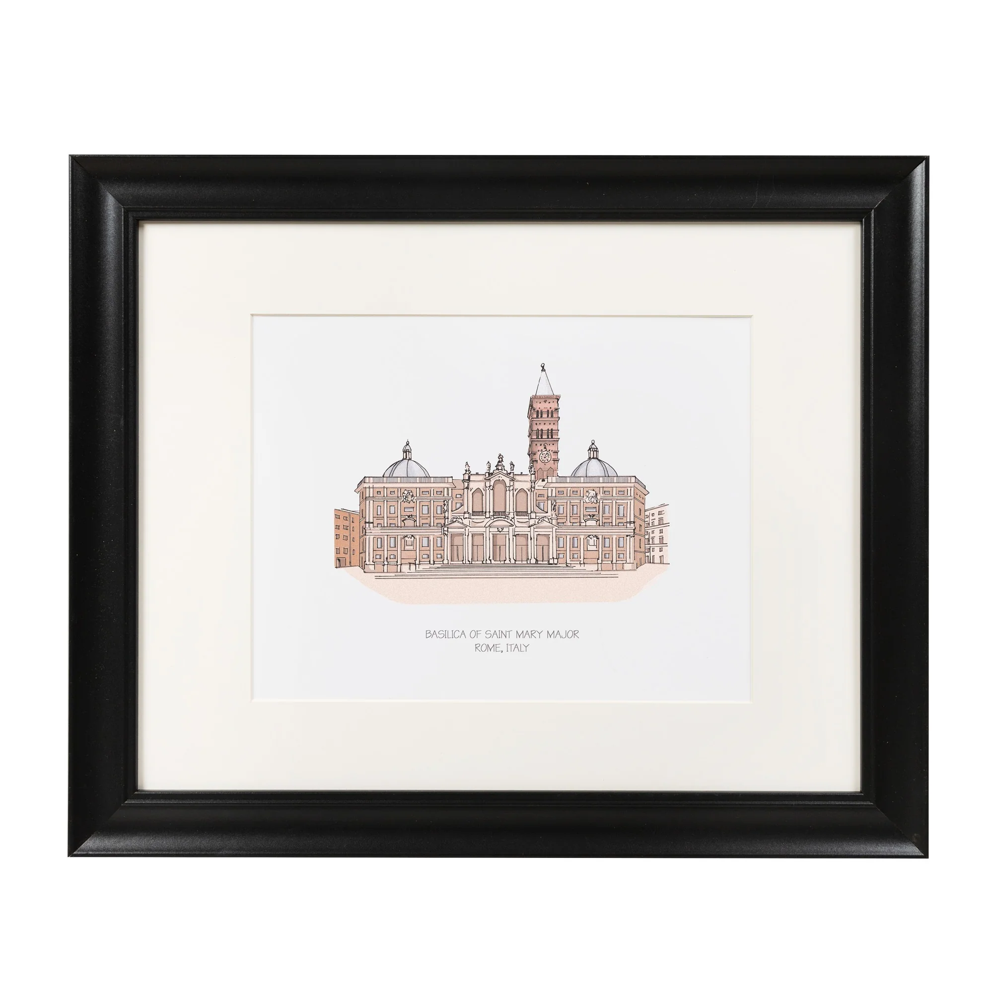 St. Mary Major Basilica Ink & Watercolor Large Framed Prints - Image 4