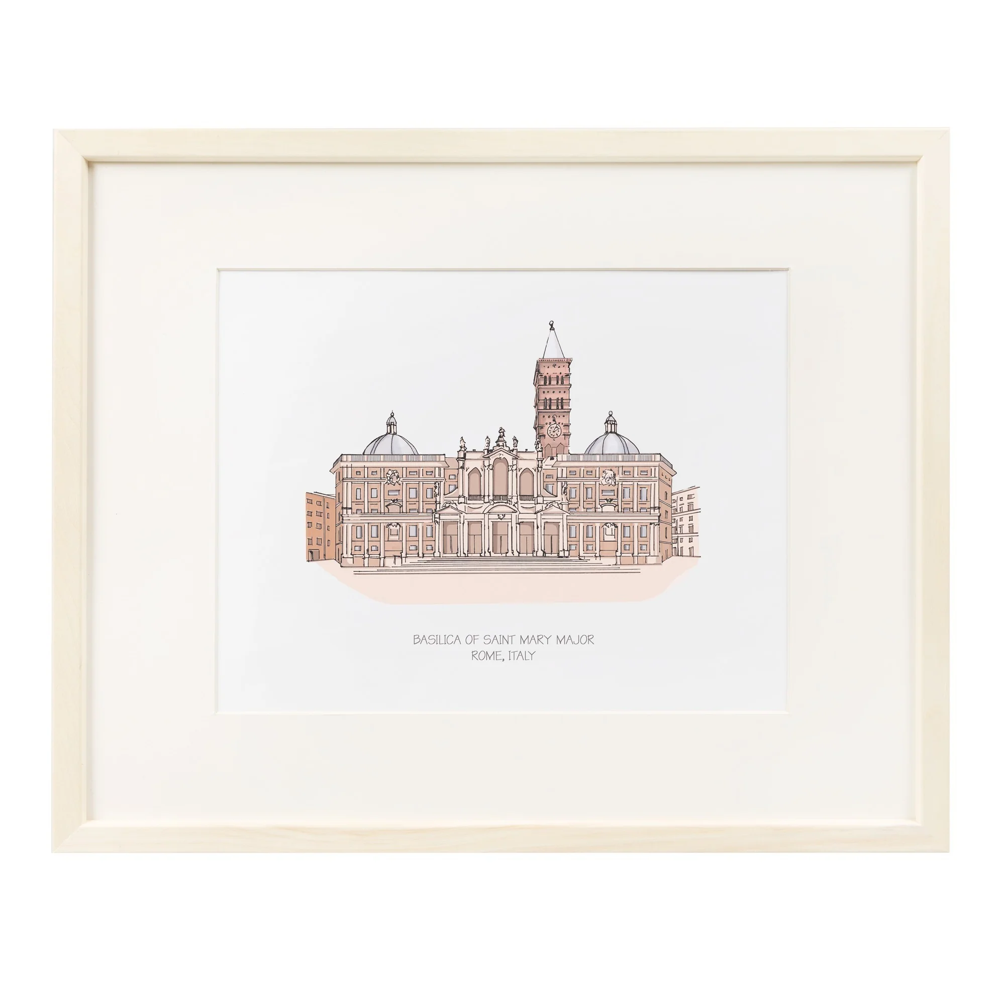 St. Mary Major Basilica Ink & Watercolor Large Framed Prints - Image 5