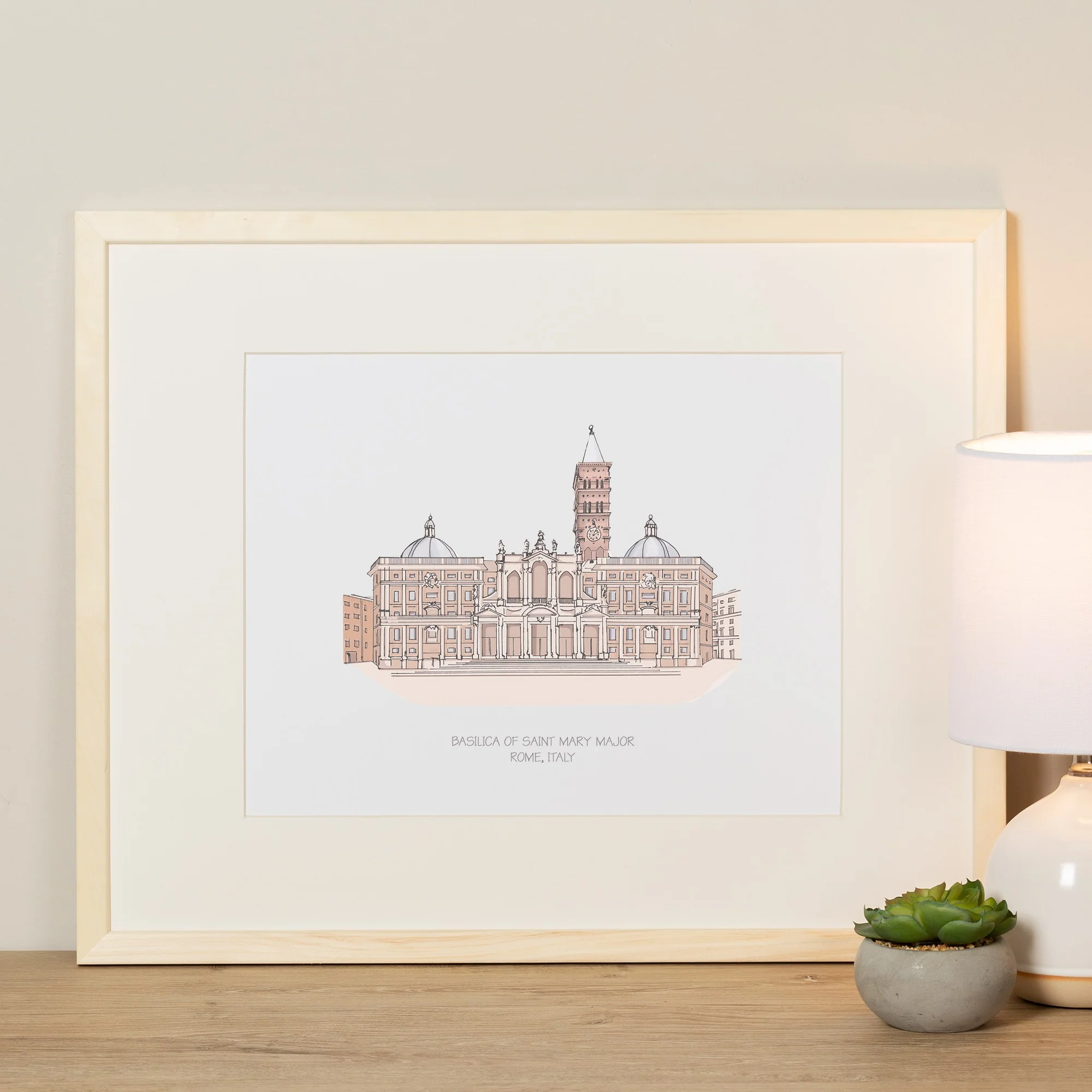 St. Mary Major Basilica Ink & Watercolor Large Framed Prints - Image 6