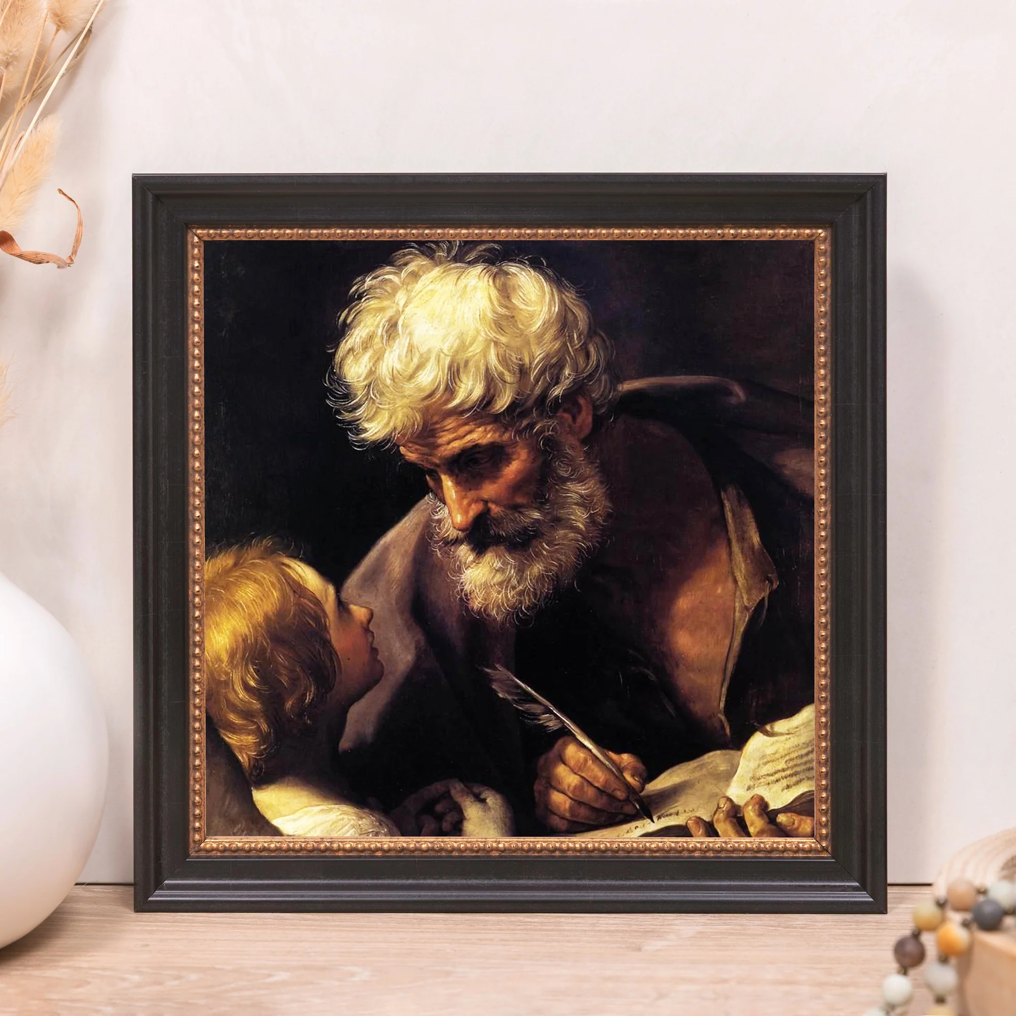 St. Matthew & the Angel Framed Canvas - Sacred Mini Collection - Image 11