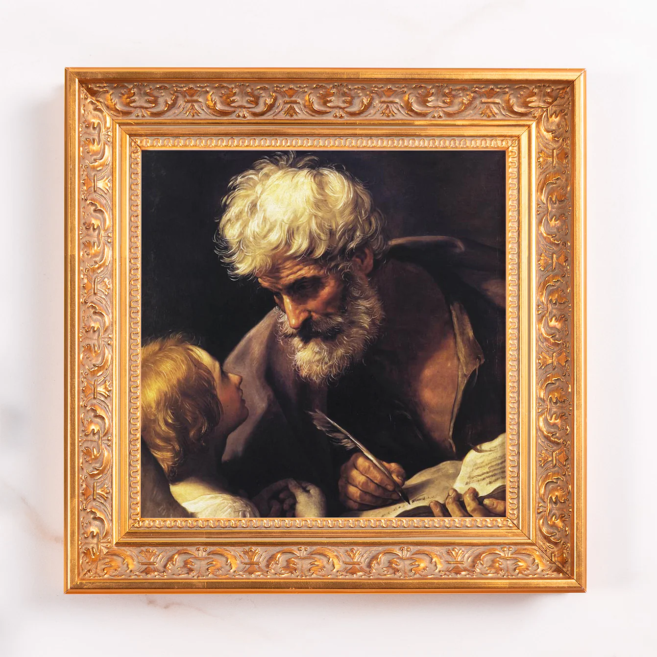 St. Matthew & the Angel Framed Canvas - Sacred Mini Collection - Image 2
