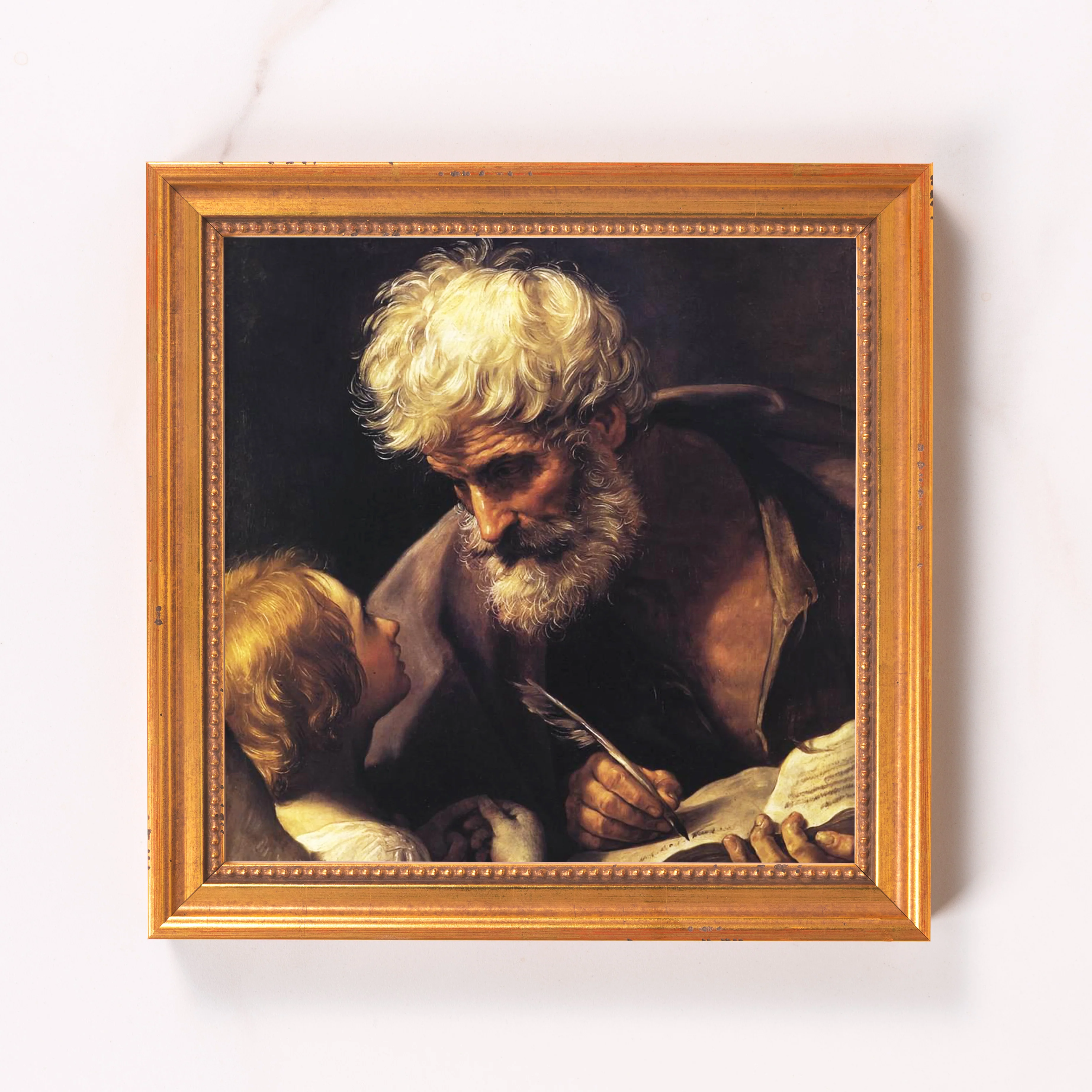 St. Matthew & the Angel Framed Canvas - Sacred Mini Collection - Image 6