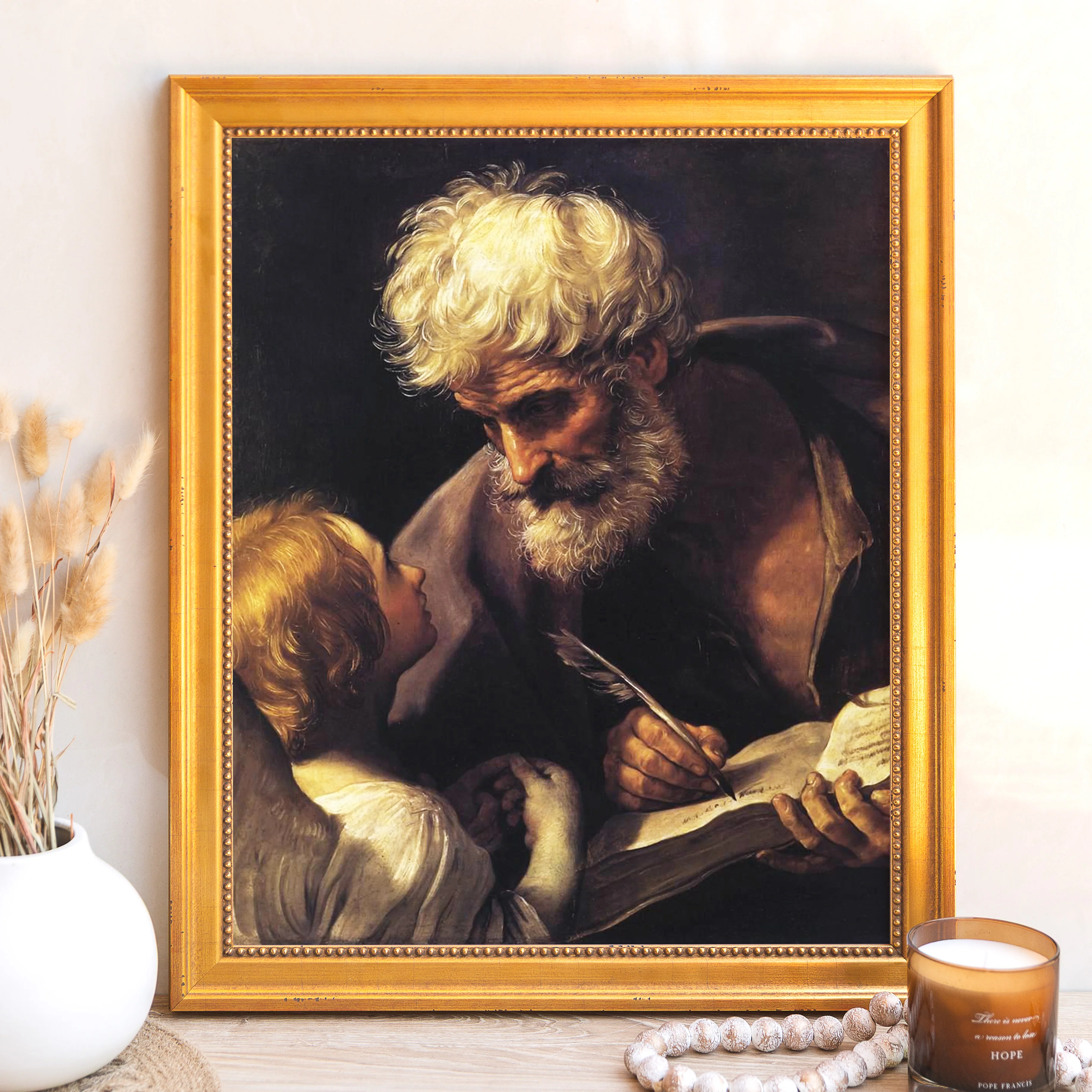 St. Matthew & the Angel Framed Canvas - Sacred Signature Collection