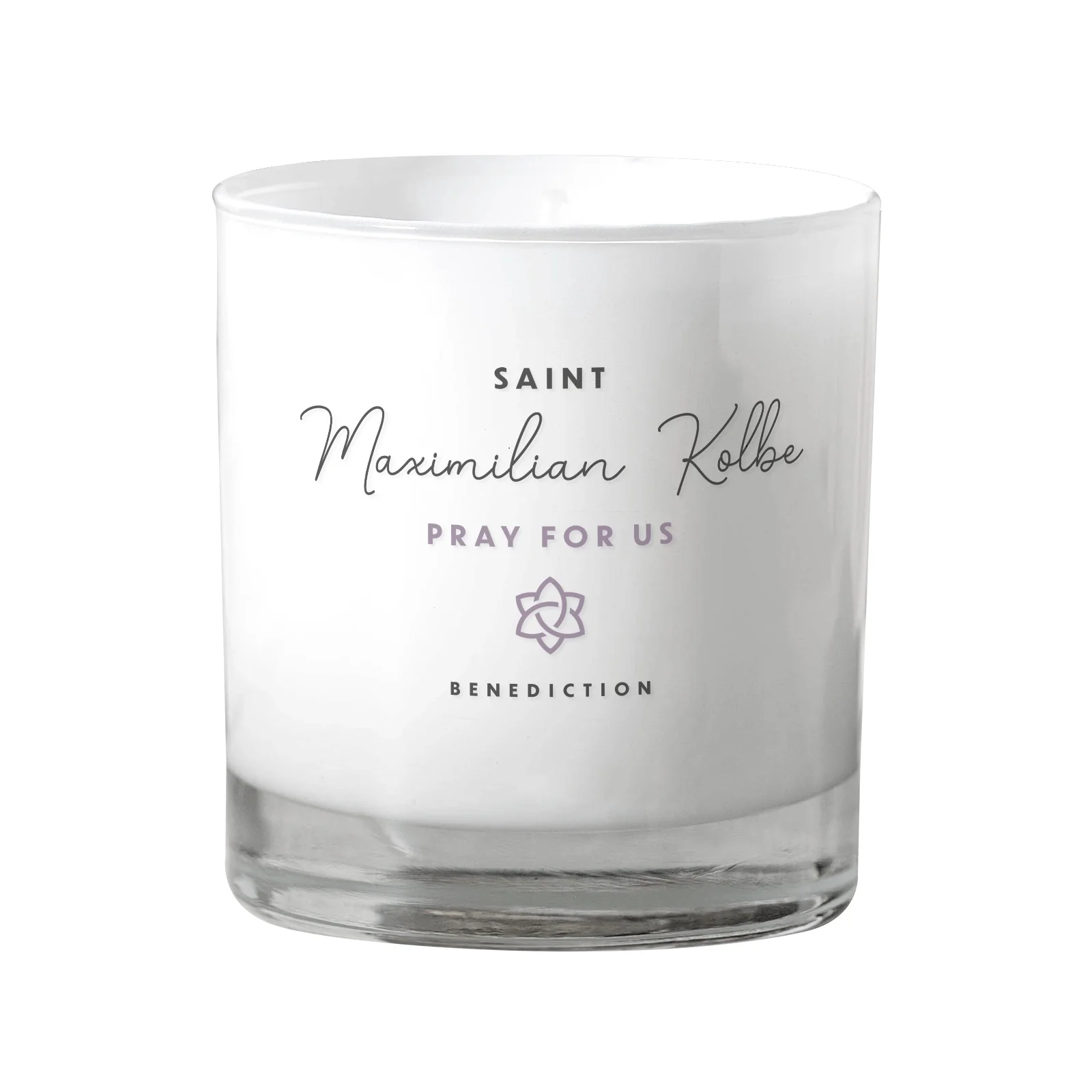St. Maximilian Kolbe White Candle - Image 2