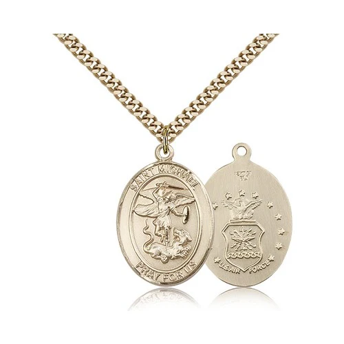 St. Michael 14kt Gold Filled Oval Military Necklaces - 24" - Image 3