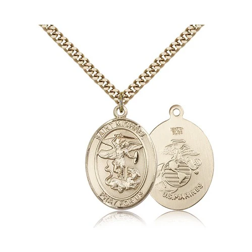 St. Michael 14kt Gold Filled Oval Military Necklaces - 24" - Image 5