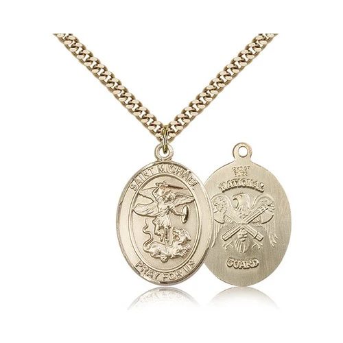 St. Michael 14kt Gold Filled Oval Military Necklaces - 24" - Image 6