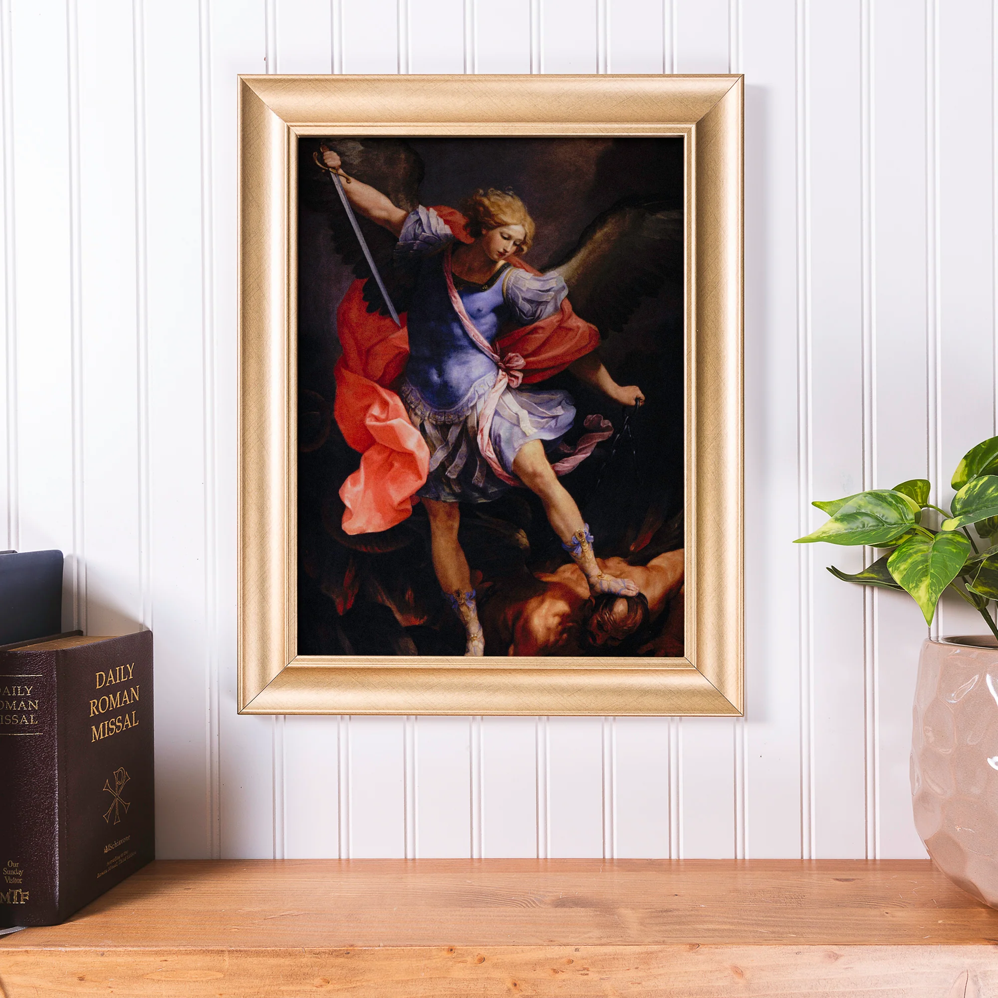 St. Michael Antique Gold Framed Print - Multiple Sizes - Image 3