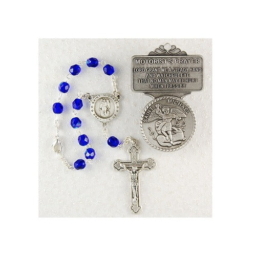 St. Michael Auto Rosary with Visor Clip