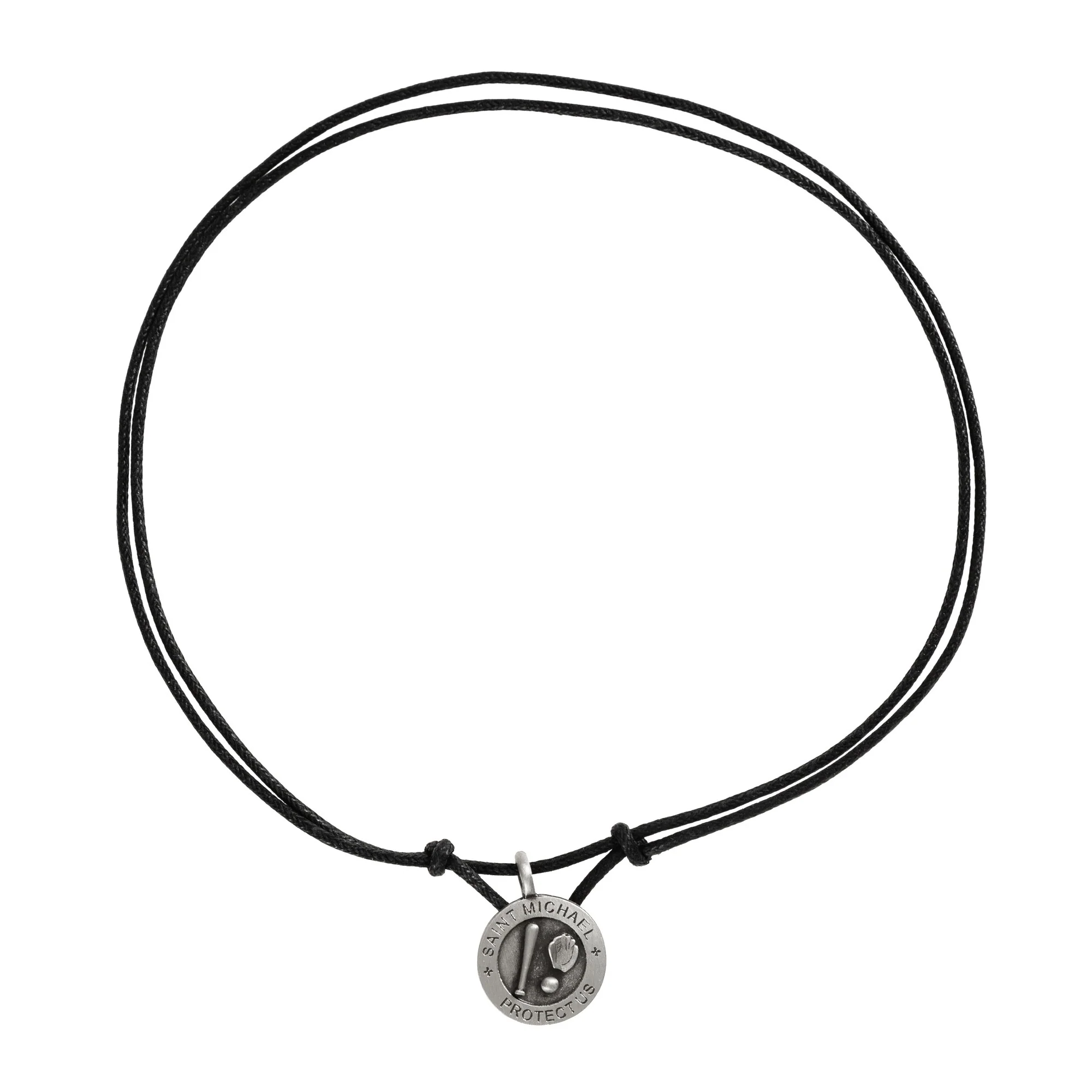 St. Michael Baseball Medal Corded Necklace